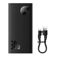 Baseus display-uriAdaman2 powerbank cu m digital 10000mAh 30W 2 x USB / 1x USB tip C Overseas Edition PD QC SCP negru (PPAD040101)