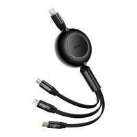 Baseus cablu Bright Mirror 2 cablu 3in1 retractabil 3in1 USB tip C - micro USB + Lightning + USB tip C 3.5A 1.1m negru (CAMJ010201)