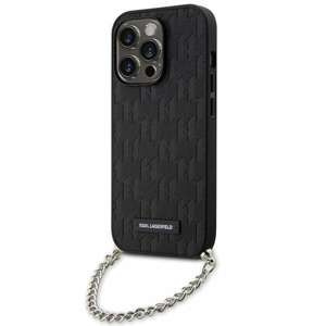 Husa Karl Lagerfeld KLHCP14LSACKLHPK iPhone 14 Pro 6.1" negru/negru greucase Saffiano Monogramă lanț Case