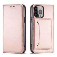 Mag Case husa net Card Samsung Galaxy S23 Ultra flip acoperire flip portofel stand roz