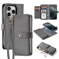 Husa din piele Dux Ducis Lawa pentru iPhone 16 Pro cu portofel magnetic detasabil - gri
