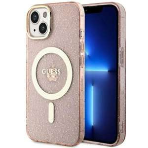 Husa iPhonecase Glitter MagSafe Guess GUHMP14MHCMCGP 14 Plus 6.7" roz/roz dur Gold Case