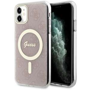 Husa iPhonecase MagSafe Guess GUHMN61H4STP 11 6.1" roz/roz hard 4G Case