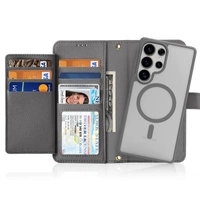 Husă din piele Dux Ducis Lawa pentru Samsung Galaxy S25 Ultra cu portofel magnetic detașabil - gri