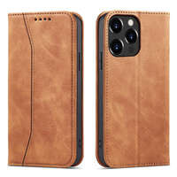 Magnet Fancy Case husa pentru iPhone 13 Pro Max card portofel carte de caz carte de titular maro
