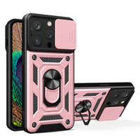 Husa Armor husa iPhone Hybrid Camshield 14 Pro husă blindată cu capac pentru cameră foto roz Case