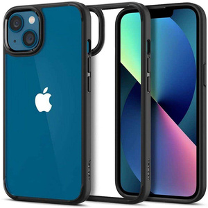 Husa iPhone 13 Spigen Ultra Hybrid MATTE Negru Case + Folie sticla Spigen Glas.tr Slim