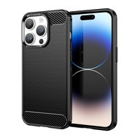 Case husa iPhone Carbon 14 Pro capacul din spate flexibil din gel negru