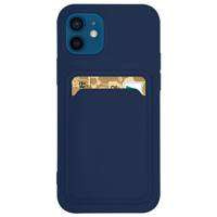 Card Case silikonou husa portofel cu buzunar pentru carduri documente pentru Samsung Galaxy A42 5G albastru marin