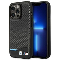 Husa iPhone BMW BMHCP14L22NBCK 14 Pro 6.1" negru/negru Piele Carbon