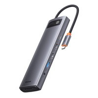Baseus Metal Hub multifuncțional Gleam USB tip C 12in1 HDMI / DP / USB tip C / minijack 3,5 mm / RJ45 / SD (WKWG020213)