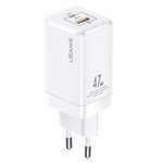 Guvernarea USAMS. reţea. T41 USB-C + USB GaN 47W PD + QC (numai cap) Încărcare rapidă alb / alb CC137TC02 (US-CC137)