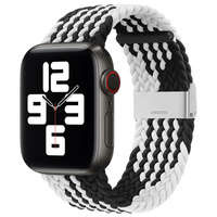 Bandă de curea din material textil pentru ceasul 7 / 6 / SE / 5 / 4 / 3 / 2 (45mm / 44mm / 42mm) împletitură din material textil strap brățară de ceas negru și alb