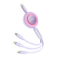 Baseus cablu Bright Mirror 2 cablu 3in1 retractabil 3in1 USB tip C - micro USB + Lightning + USB tip C 3.5A 1.1m violet (CAMJ010205)