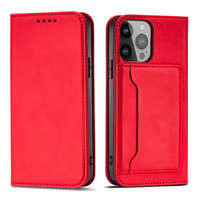 Mag Case husa iPhone net Card 14 Pro 14 Pro flip acoperire portofel stand roșu
