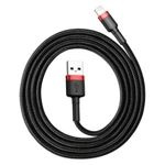 Cablu Lightning USB BASEUS Cafule 2.4A 1m negru/roșu