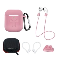 Kit Silikonou husa AirPods 2 / AirPods 1 + husă / earhook / strap pentru gât / suport pentru strap ceas / carabină | albastru