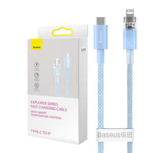 Cablu încărcare rapidă Baseus USB-C to Lightning Explorer Series 1m, 20W (albastru)