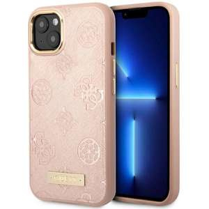 Husa Guess GUHMP14SSAPAPSTP iPhone 14 6.1" roz/roz tarecase Peony Logo Plate MagSafe Case
