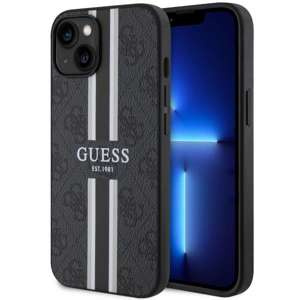 Husa iPhonecase MagSafe Guess GUHMP14MP4RPSK 14 Plus 6.7" negru/negru Hard 4G cu dungi imprimate Case