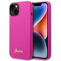 Husa iPhone case Guess 14 6.1" fucsia / fucsia greu silicon Vintage Gold Logo