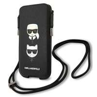KARL LAGERFELD Geantă de mână Telefon 6.1 Saffiano Ikonik Karl&amp;Choupette Head Black Hardcase