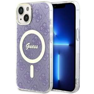 Husa iPhonecase MagSafe Guess GUHMP14SH4STU 14 6.1" violet/purpuriu hard 4G Case