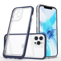 Clear 3in1 husa pentru iPhone 12 Pro capac de gel cu cadru albastru