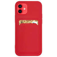Card Case silikonou husa portofel cu buzunar pentru documente pentru iPhone 12 Pro Max roșu