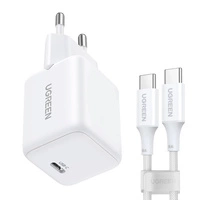 Încărcător de perete Ugreen X513 30W GaN 1x USB-C + cablu USB-C de 1m - Alb