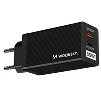 incarcator Wozinsky GaN 65W cu porturi USB, USB C suportă QC 3.0 PD negru (WWCG01)