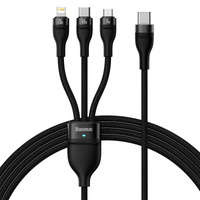 Baseus Flash Series II cablu USB Tip C - USB Tip C / Lightning / micro USB 100 W 1,5 m negru (CASS030201)