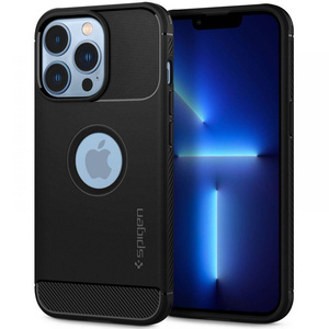 Husa Spigen iPhone 13 Pro Max Rugged Armor MATTE Negru Case + Folie sticla Spigen Glas.Tr Slim