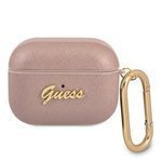 GUESS Apple AirPods Pro Saffiano Script Metal Collection Pink Case