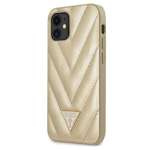 Case GUESS Apple iPhone 12 Mini V-Quilted Collection GUHCP12SPUVQTMLBE Golden Hardcase