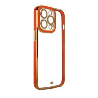 Husa Fashion Case pentru iPhone 13 Pro Max capacul de gel cu rama de aur roșu