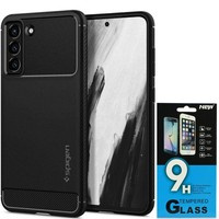 Spigen Galaxy S21 Fe Rugged Armor MATTE Negru + Szkło