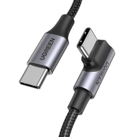 Cablu USB-C la USB-C, înclinat UGREEN US334 5A, PD 100W, 1m (negru)