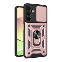 Husă Hybrid Armor Camshield cu capac pentru cameră și inel metalic pentru Samsung Galaxy A16 / A16 5G - roz