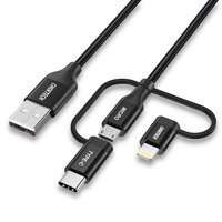 Choetech 3in1 cablu USB MFI Lightning / USB tip C / micro USB 1,2 m negru