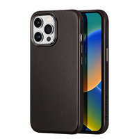 husa iPhone MagSafeDux Ducis Naples pentru 14 Pro Max din piele (compatibil cu ) maro închis