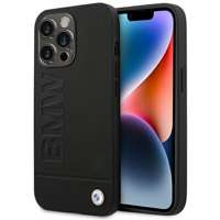 Husa iPhone BMW BMHCP14LSLLBK 14 Pro 6.1" negru/negru Ștampilă din piele BMW BMHCP14LSLLBK