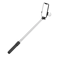 Selfie stick WH1YXS trepied telescopic 1m cu lampă rotundă și suport pentru telefon - negru