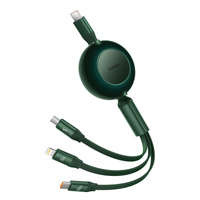 Baseus cablu Bright Mirror 2 cablu 3in1 retractabil 3in1 USB tip C - micro USB + Lightning + USB tip C 3.5A 1.1m verde (CAMJ010206)