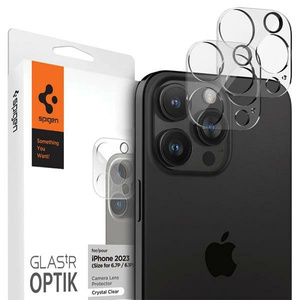 Spigen IPhone PROTECTOR PENTRU CAMERA FOTO OPTIK.TR PROTECTOR PENTRU CAMERA FOTO 2-PACK 14 PRO / PRO MAX / 15 PRO / 15 PRO MAX / 16 PRO / 16 PRO MAX CRYSTAL CLEAR