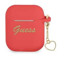Husa GUESS Apple Acoperă AirPods Cover Silicone Charm Heart Collection Red Case