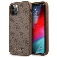 Husa GUESS Apple iPhone  12 12 Pro 4G Metal Gold Logo maro Hard Browncase