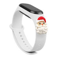 Curea Xmas band pentru Xiaomi Mi Band 4 / Mi Band 3 Crăciun silikonou strap brățară albă (Santa)