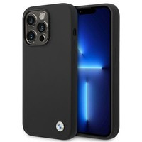 Husa iPhone BMW BMHCP14LSILBK 14 Pro 6.1" negru/negru silicon cu logo metalic