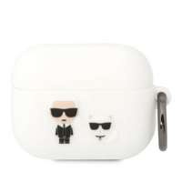 Karl Lagerfeld KLACAPSILKKCW Husă AirPods Pro alb/alb silicon Karl & Choupette